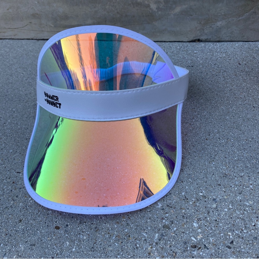 Summer on SUNSET holographic visor sun protection hat cap white iridescent brim - Picture 8 of 15